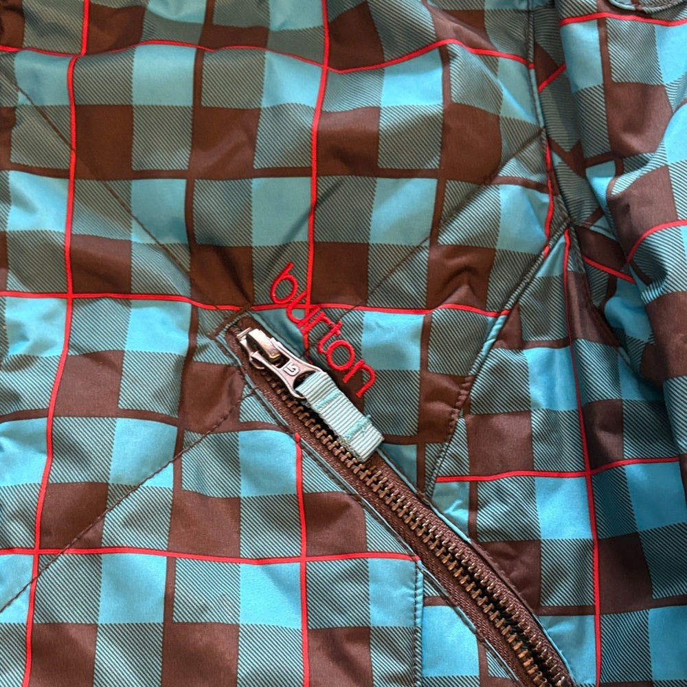 Burton Blue and Brown Checkered Ski Jacket - Picture 2 of 4